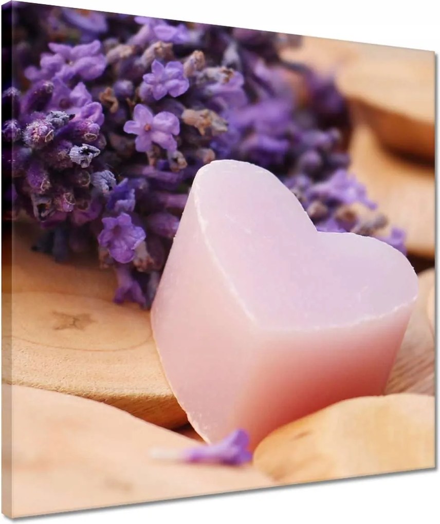Vászonkép 40x40 Levendula szív
