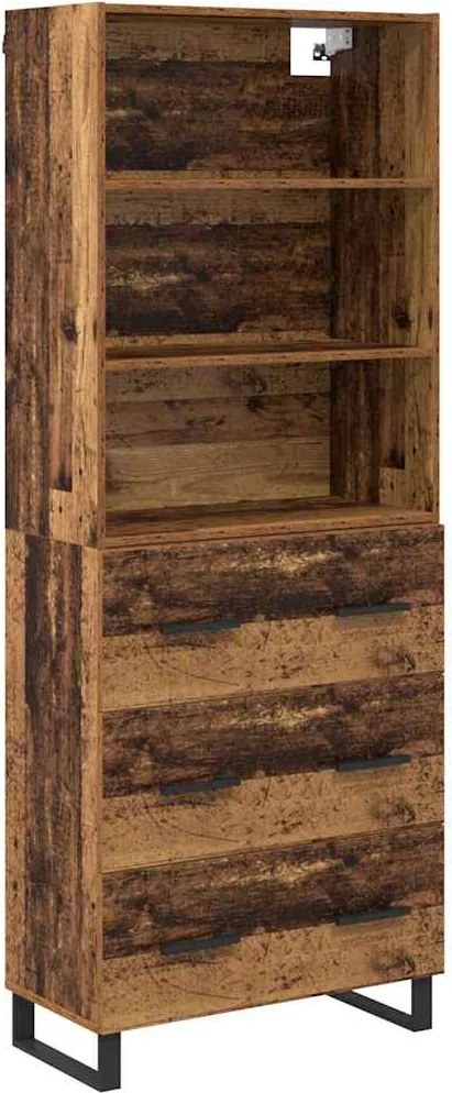 vidaXL Magasfiú fiókkal Öreg fa 69,5 x 34 x 180 cm Faanyag