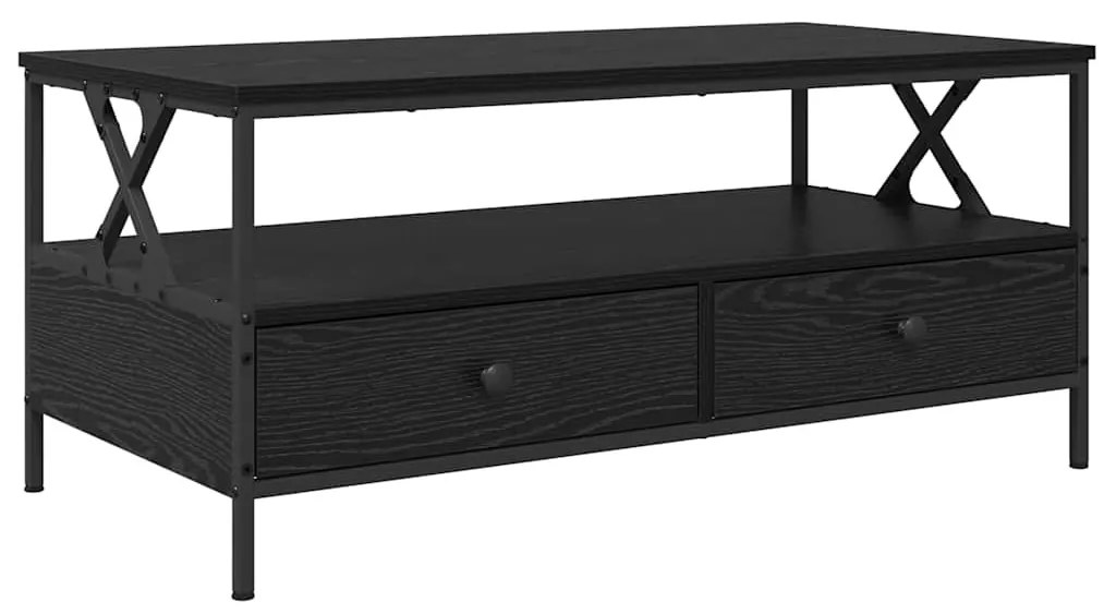 Dohányzóasztal with Drawer Musta tammi 100 x 51 x 45 cm Faanyag