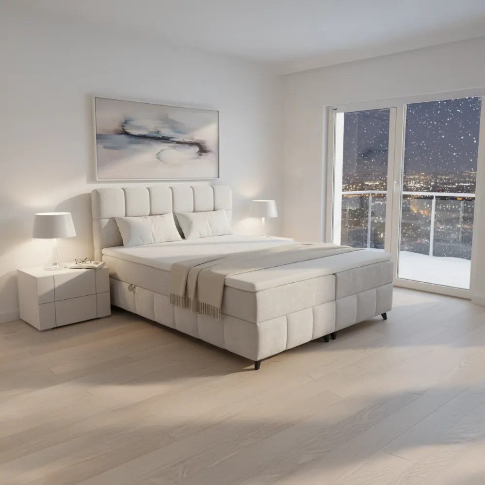 Boxspring ágy, 180x200, bézs, ALMA