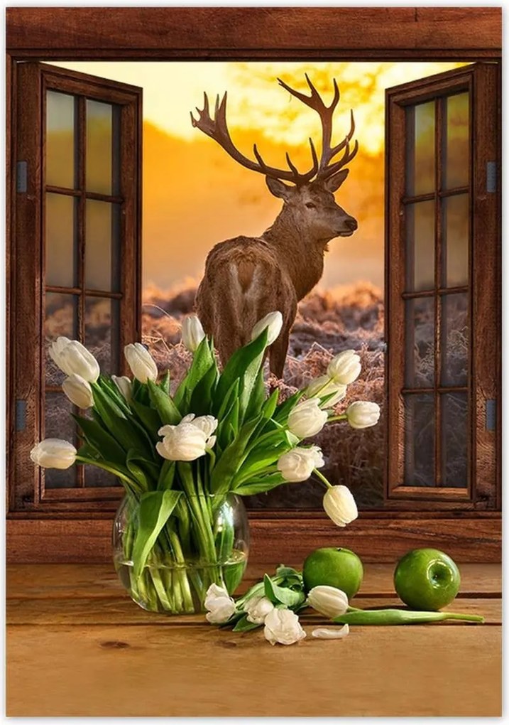 Poszterek 70x100 Méltóságteljes szarvas a réten