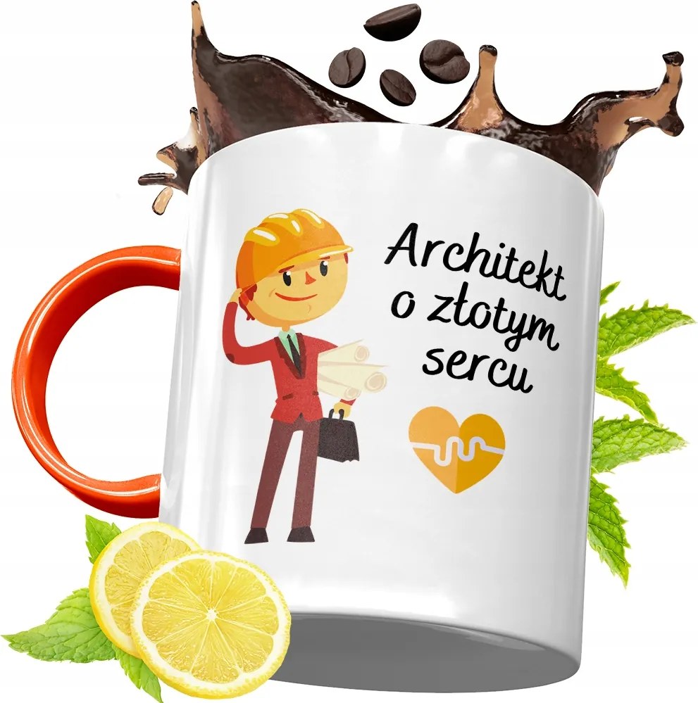 Narancssárga Bögre Építésznek Ajándék fényképes nyomtatással