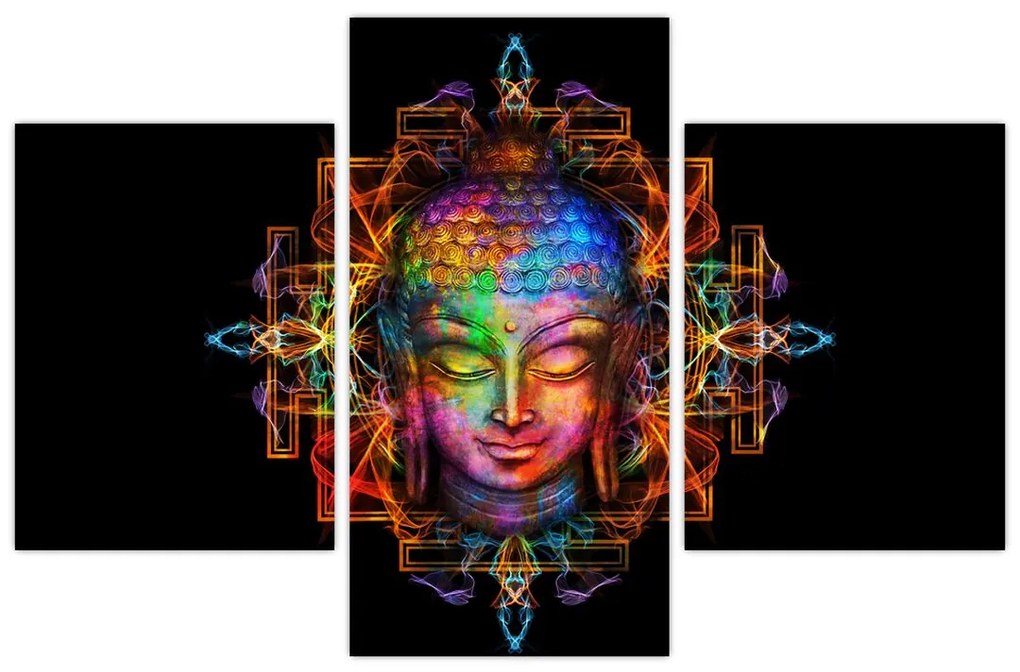 Kép - Buddha mellszobra neon színekben (90x60 cm)