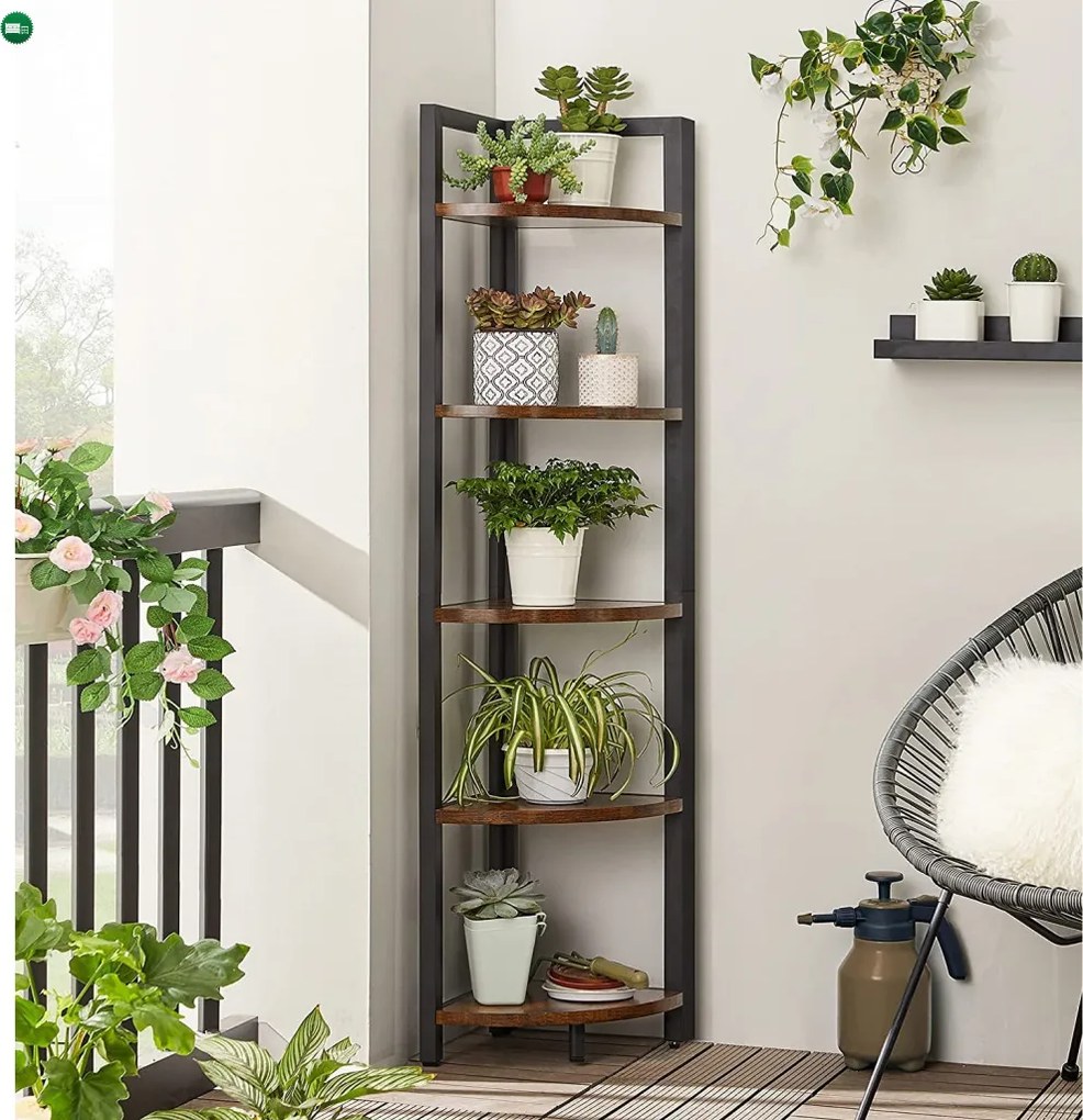 Könyvespolc, álló polc, rusztikus barna 30x30x150cm