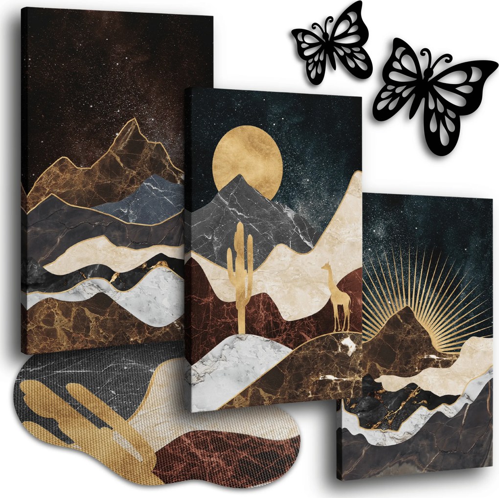 Modern Vászonkép Kilátás 150x70 cm Nappali Képek Arany Hegyek 3x