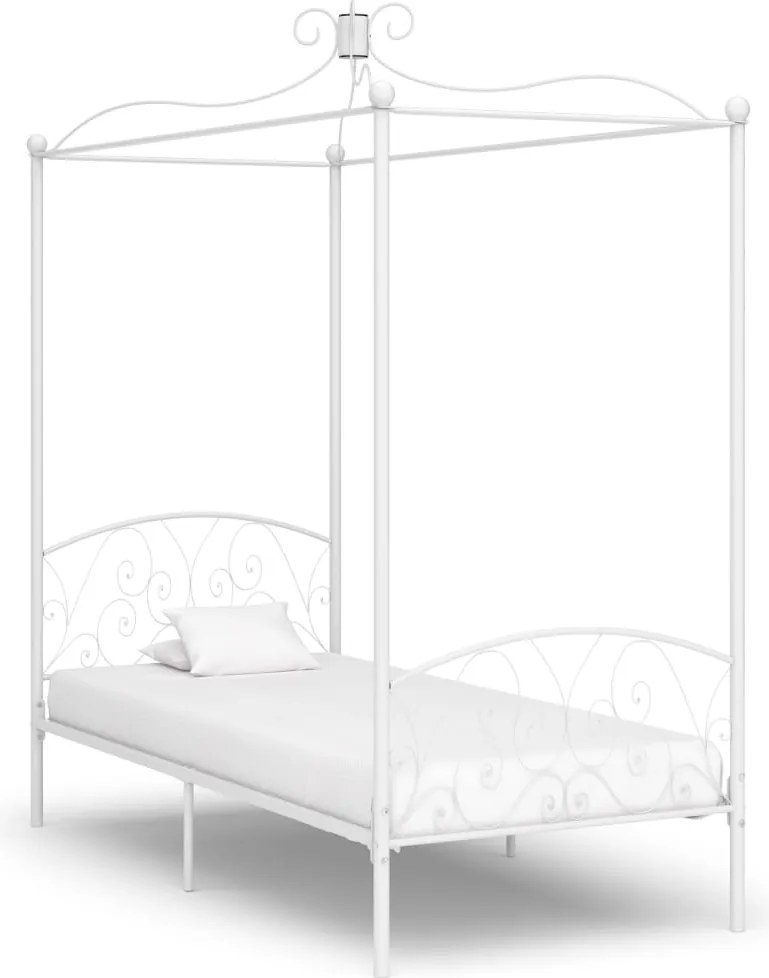 vidaXL fehér fém baldachinos ágykeret 90 x 200 cm