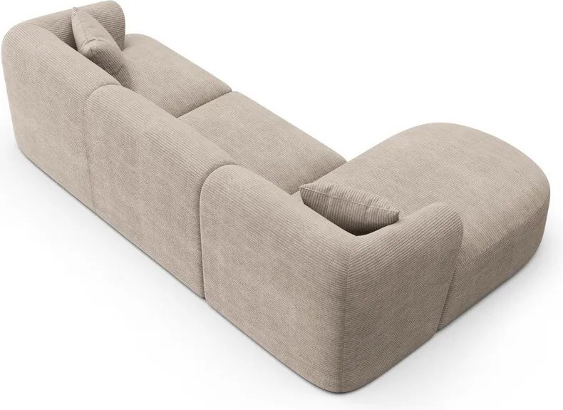 Világosbarna kordbársony sarokkanapé (bal oldali-heverő résszel) Campi – Cosmopolitan Design