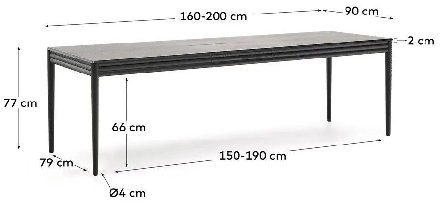 Bővíthető étkezőasztal hosszabbító asztallappal tölgyfa dekorral 90x160 cm Lenon – Kave Home