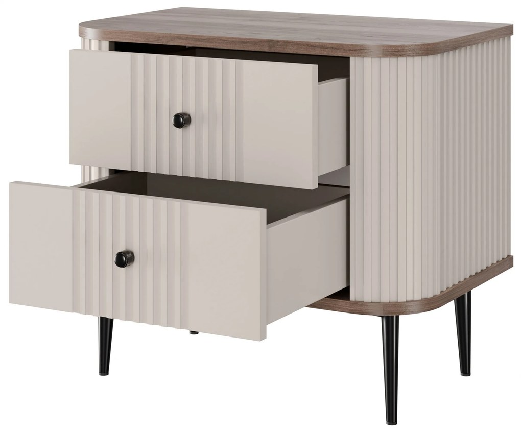 Vesper éjjeliszekrény szett 56 cm - kasmír / dió / fekete lábak