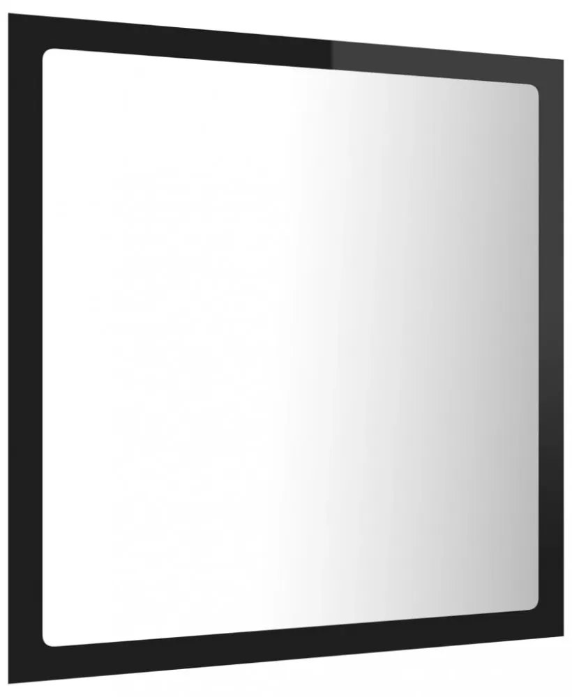 magasfényű fekete akril LED-es fürdőszobatükör 40x8,5x37cm