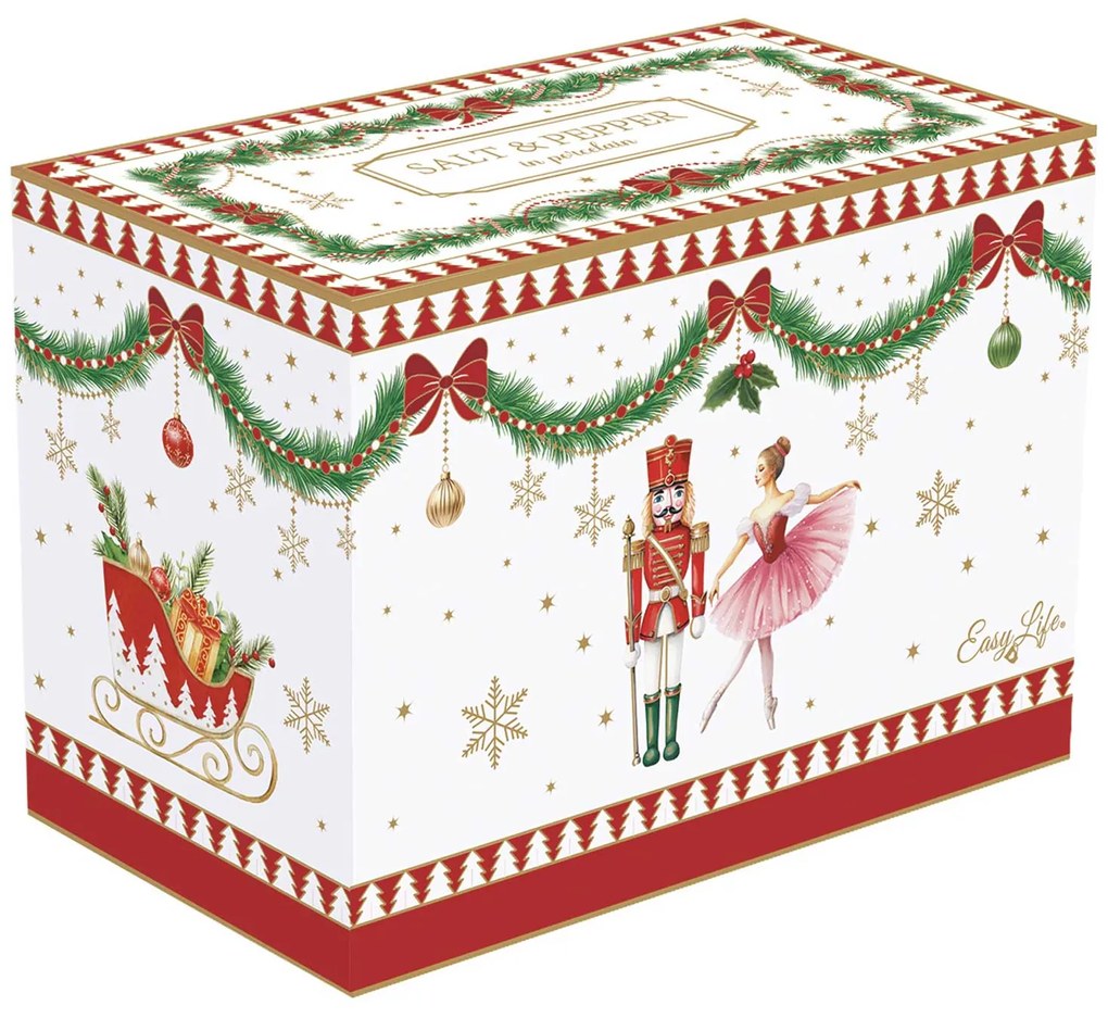 Karácsonyi porcelán só- borsszóró szett díszdobozban Magie de Noel