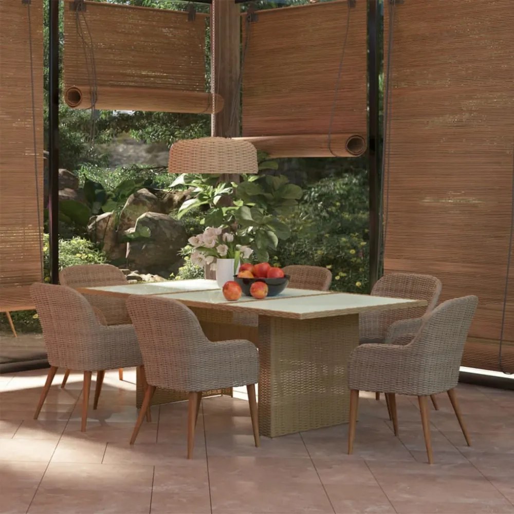 7 részes barna kültéri polyrattan étkezőgarnitúra