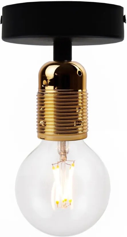 Uno Basic fekete mennyezeti lámpa, aranyszínű foglalattal - Bulb Attack