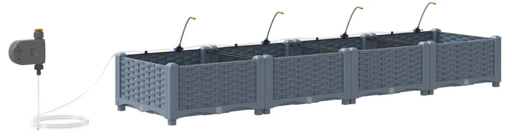 Kerti ültetők Világosszürke 160 x 40 x 22 cm Acél