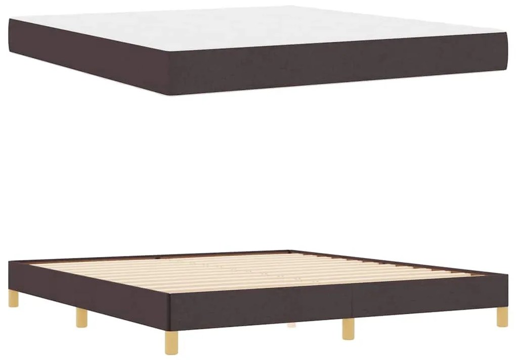 Boxrugós ágy Barna 180 x 200 cm Textil és mérnöki fa