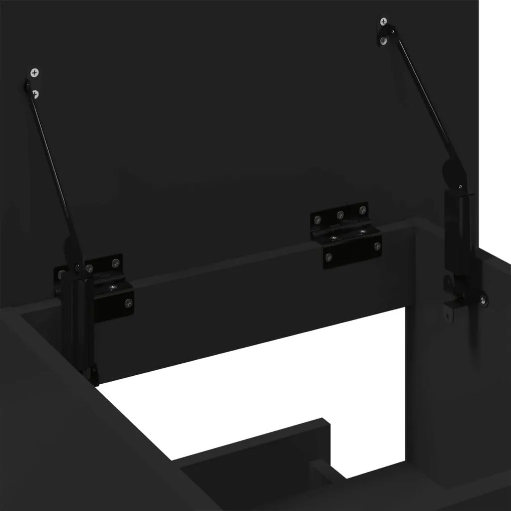 fekete szerelt fa állópult kerékkel és fiókkal 55 x 55 x 107 cm