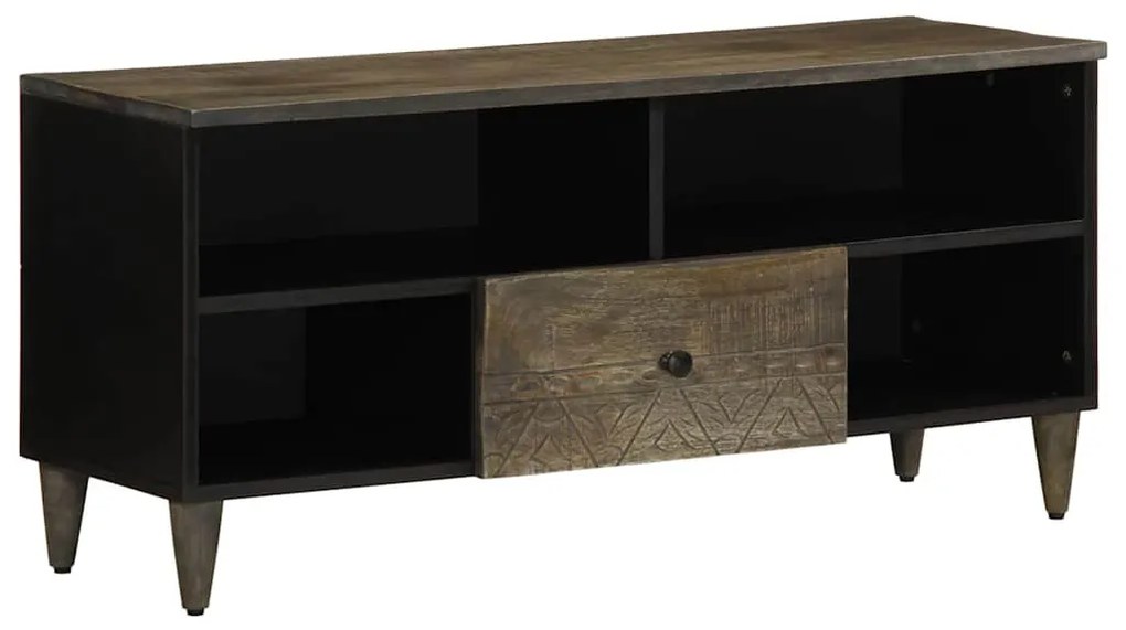 fekete tömör mangófa TV-szekrény 100 x 33 x 46 cm