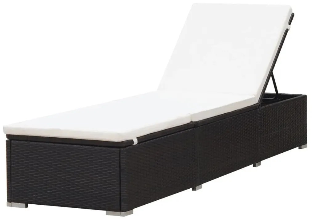 Barna polyrattan napozóágy párnával