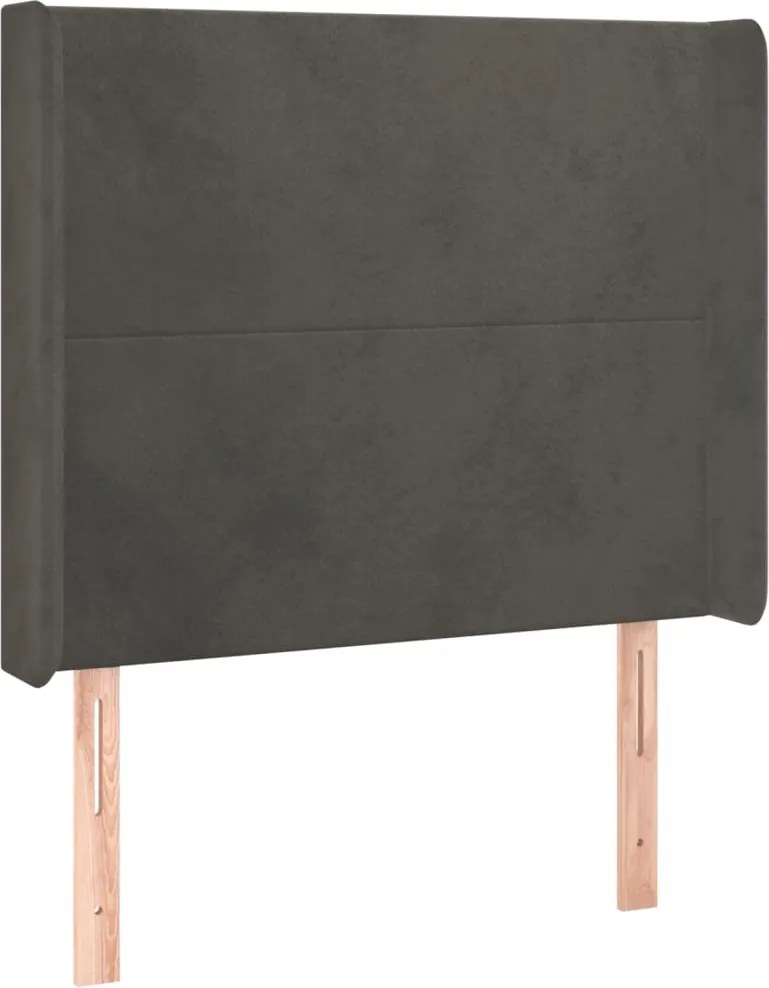 vidaXL sötétszürke bársony fejtámla szárnyakkal 93x16x118/128 cm