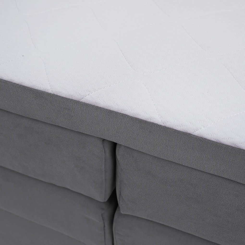 Boxspring ágy, 180x200, szürke, APRIL