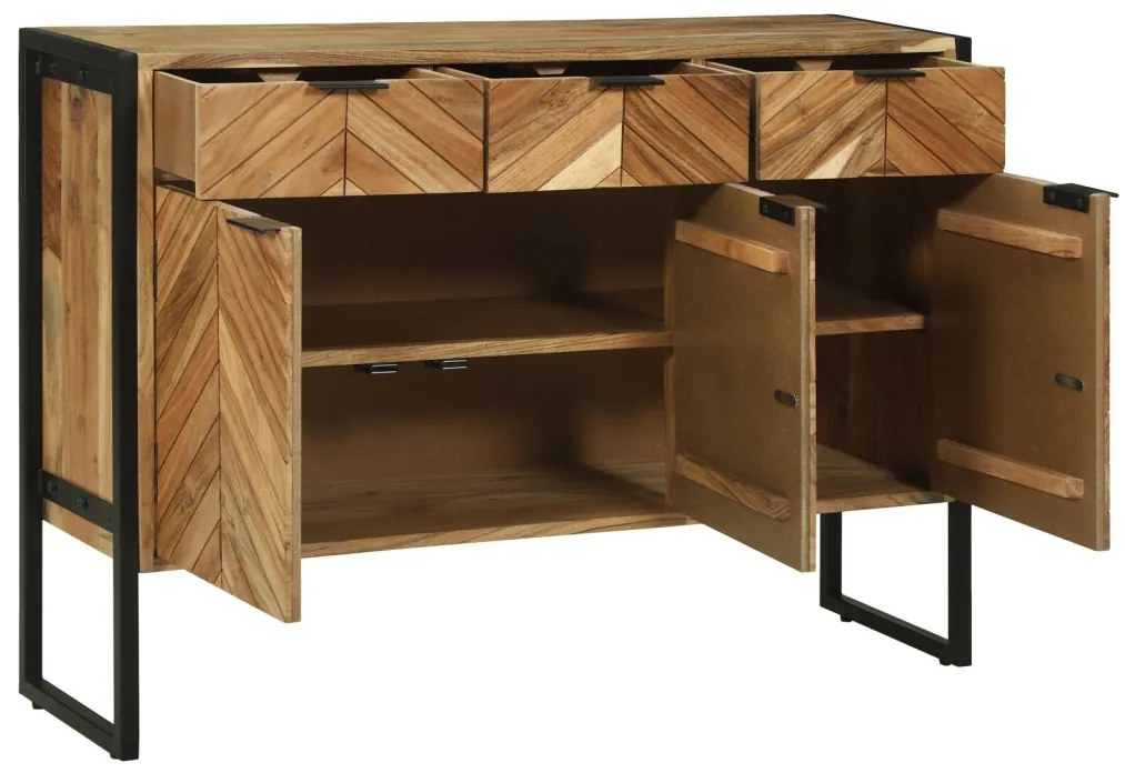 Oldalszekrény 100x30x75 cm Tömör Fa Akác