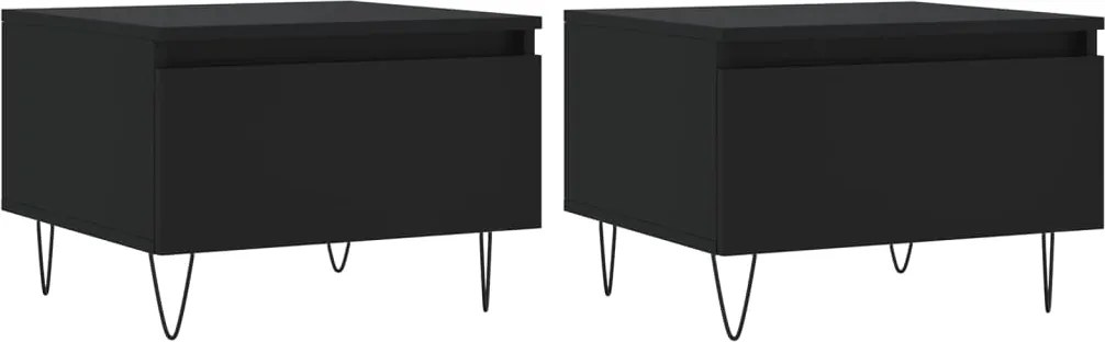 vidaXL 2 db fekete szerelt fa dohányzóasztal 50 x 46 x 35 cm