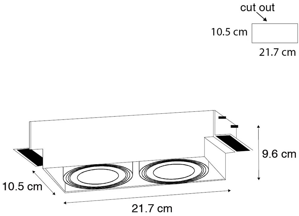 Beépített spotlámpa fehér GU10 AR70 keret nélküli 2-lámpás - Oneon