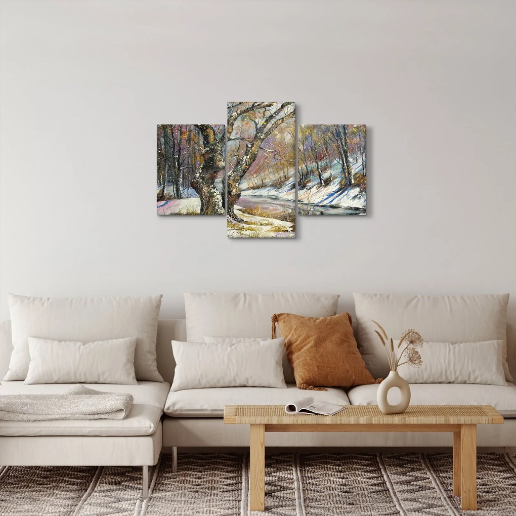 Egy festett téli táj képe (90x60 cm)