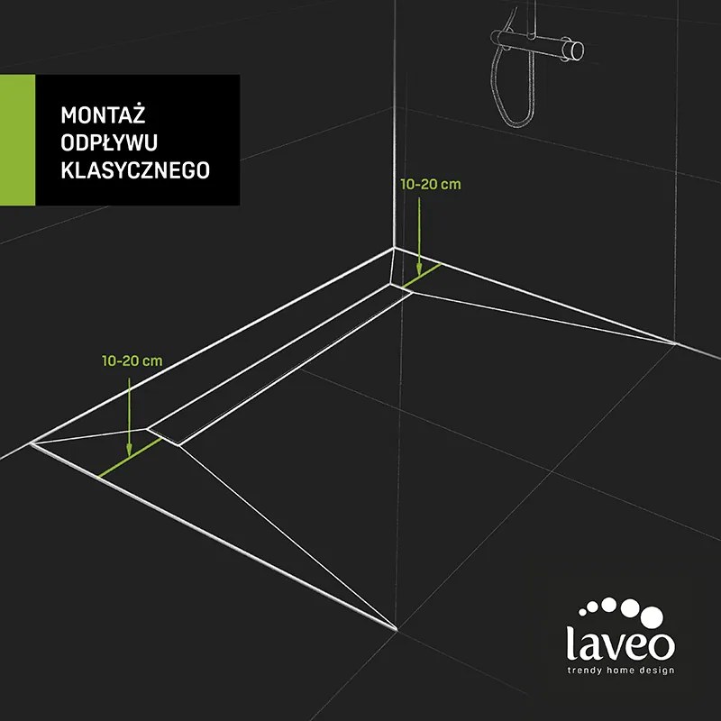 Laveo Slim, zuhany lefolyó 80 cm, fekete, LAV-COS_780D