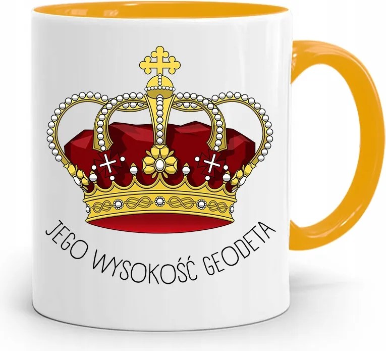 Sárga Bögre Földmérőnek Őfelsége Földmérő Nyomtatott Fotóval