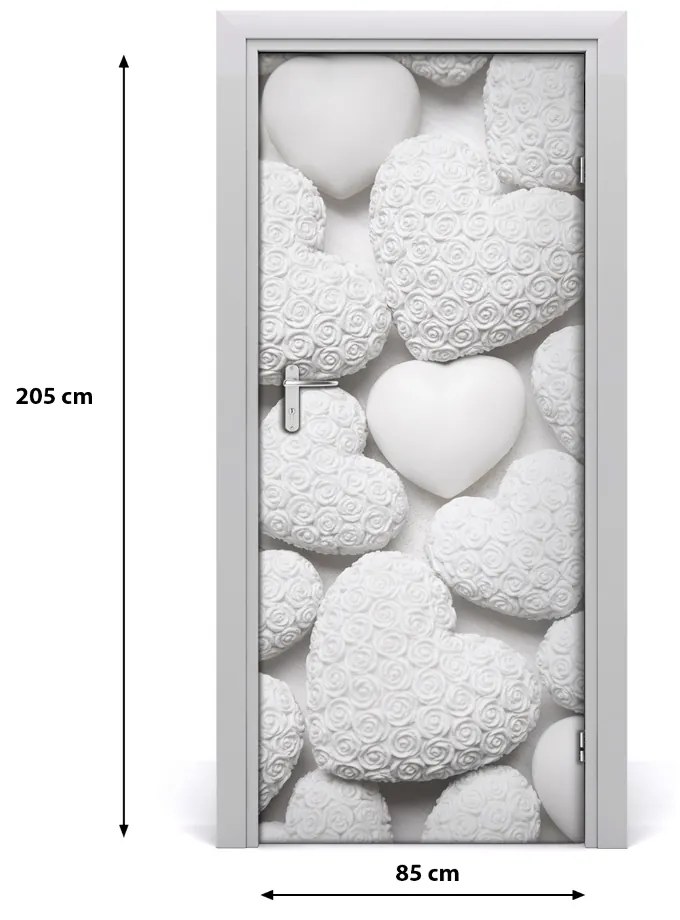 Ajtó tapéta Fehér háttér szív 95x205 cm