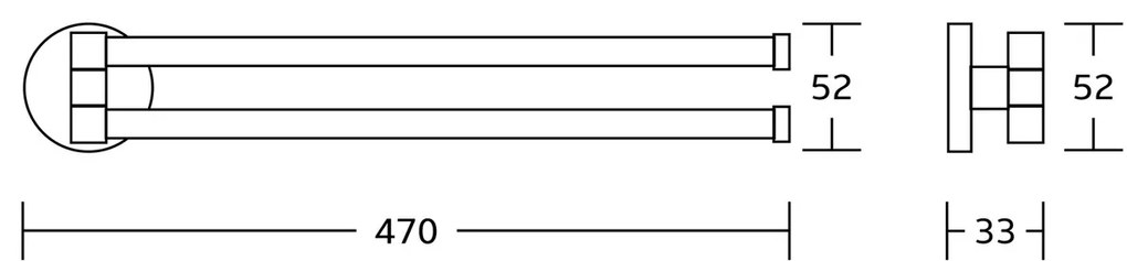 AQUALINE SB121 Samba forgatható kéztörlő tartó,dupla, 45 cm, ezüst