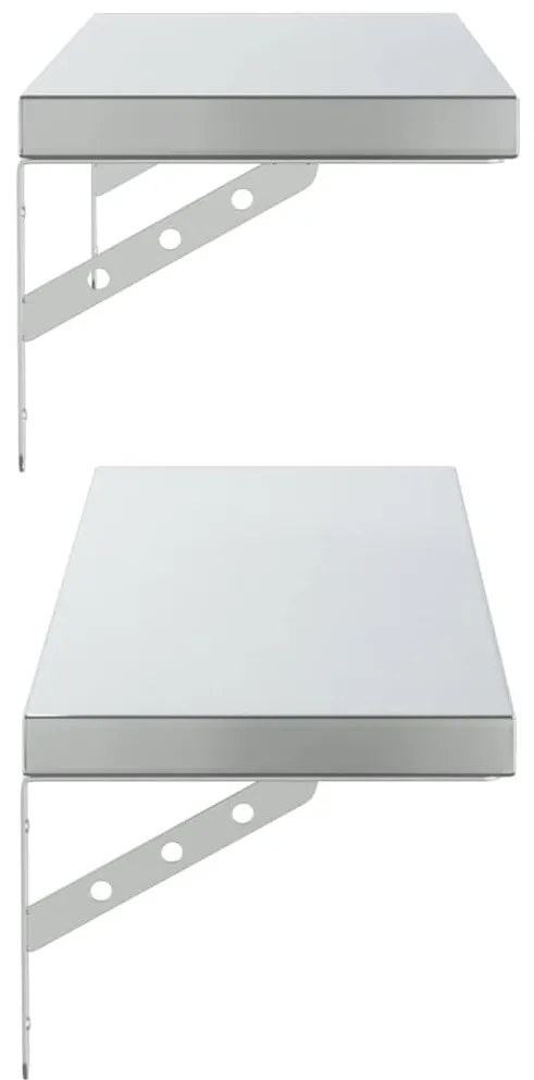 2 db ezüstszínű rozsdamentes acél fali polc 100 x 23,5 cm