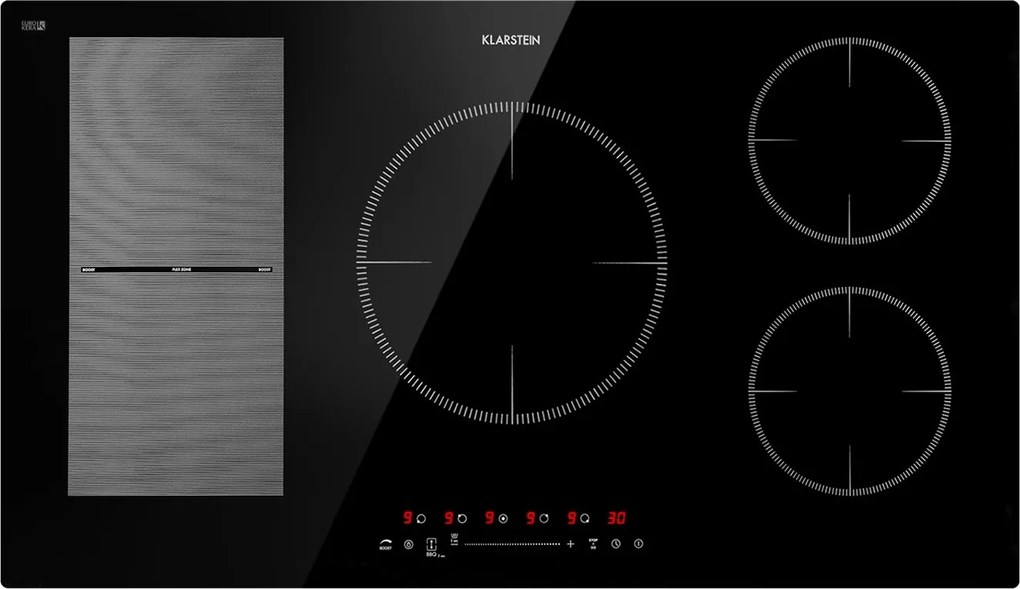 Klarstein Delicatessa 90 Hybrid, beépített indukciós főzőlap, 7400 W, 5 zóna, fekete