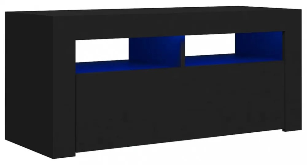 fekete TV-szekrény LED-világítással 90x35x40 cm