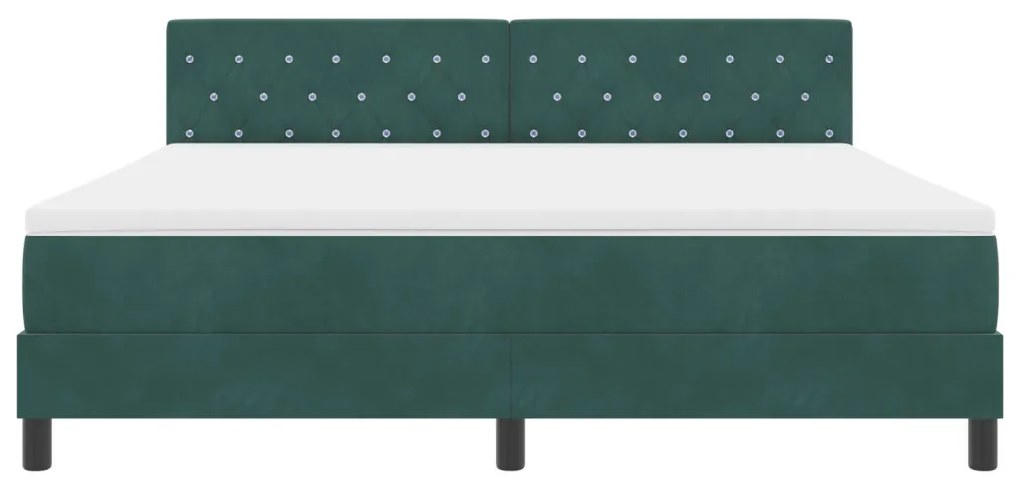 Boxspring Ágy Matrac &amp; LED Sötét Zöld 180x200 cm Bársonyos