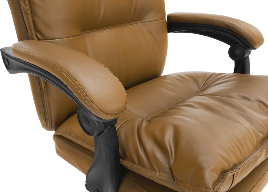 Irodai szék lábtartóval, textilbőr barna, DRAKE