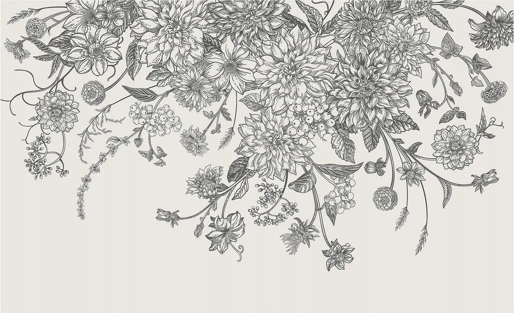 Dekoratív fotótapéta falra Könnyű összeszerelés Virágmintás 416x254 Ragasztó