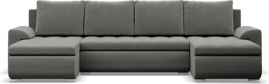 Tokio U alakú sarokkanapé, 3 ágyneműtartóval, bársony, univerzális oldal, világosszürke