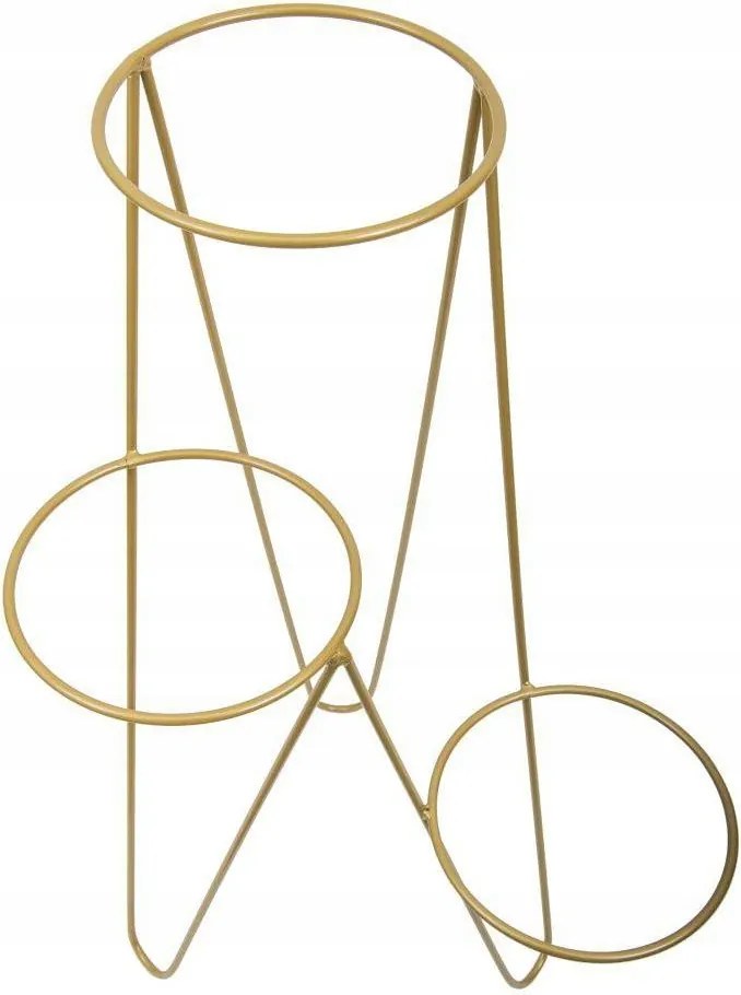 Virágtartó három virágcseréphez fémből, modern arany