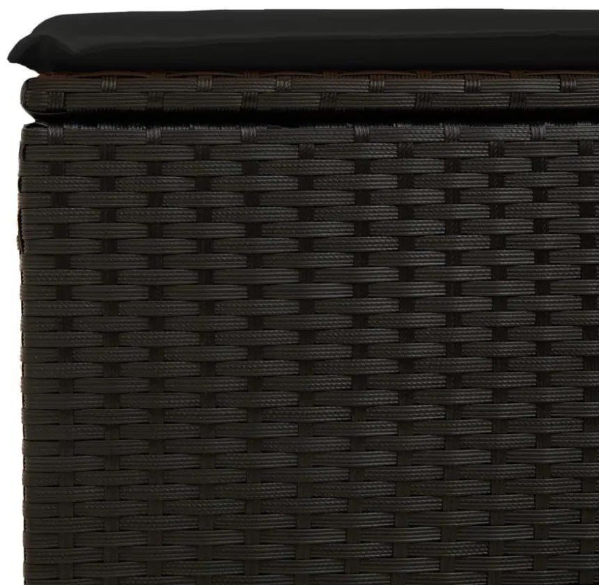 fekete polyrattan kerti szék párnával 55 x 55 x 37 cm