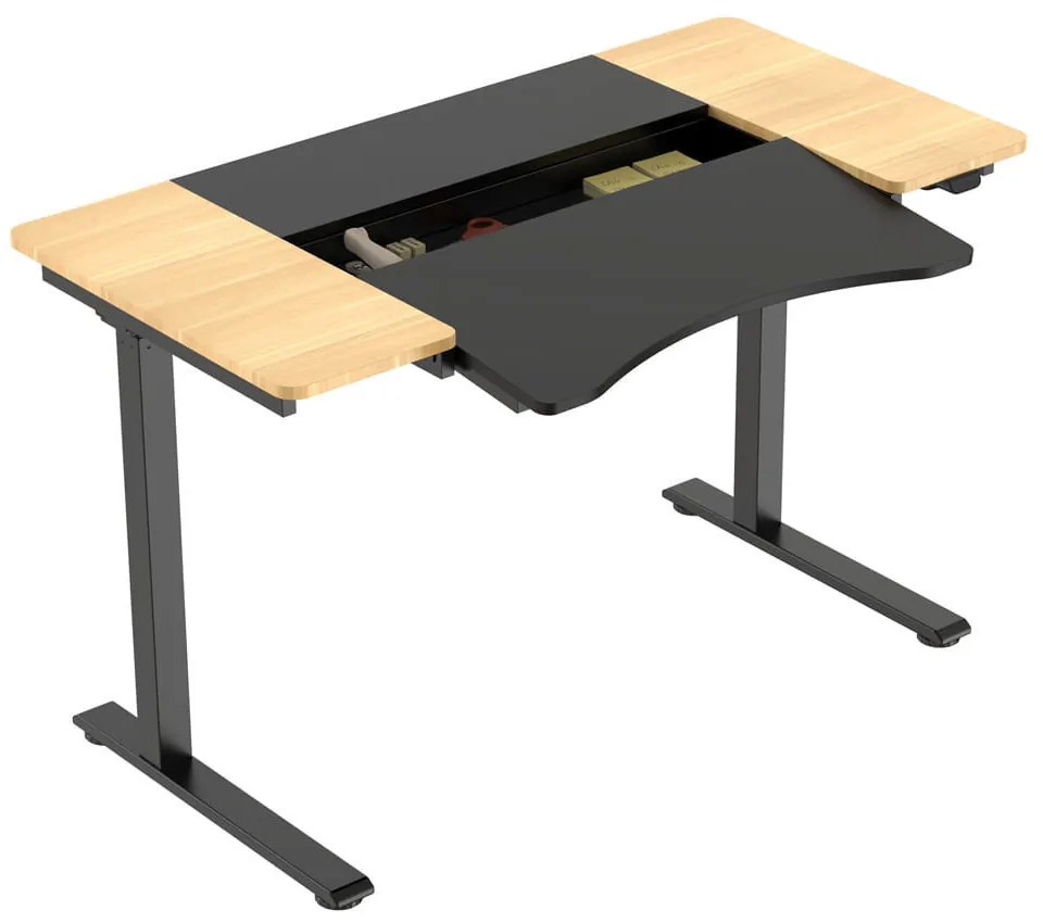 HALDEN íróasztal elektromos magasságállítással, 120x60 cm fekete-burlywood