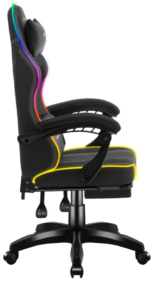 Gamer szék Space RGB lábtartóval fekete