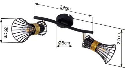 Globo 54814-2 Spot metál fekete-arany színben. LxH:290x220, exkl. 2xE14 40W 230V
