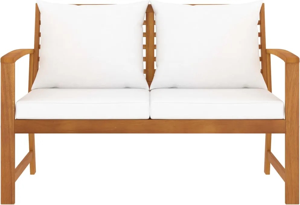 vidaXL tömör akácfa kerti pad krémszínű párnával 120 cm