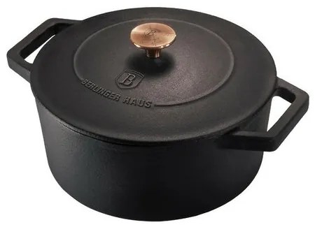 Berlinger Haus Öntöttvas edény fedővel Black Rose Collection, 20 cm