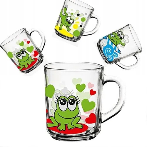 Üveg Bögre 3DB Füllel 220ML Dekoráció Béka Tea Kávé Kompót