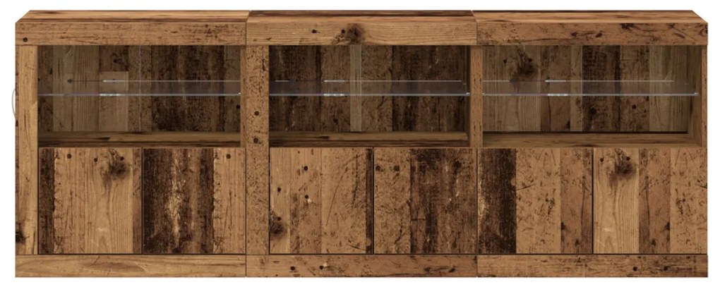 Széf LED -es lámpákkal Régi fa 181.5 x 37 x 67 cm Faanyag