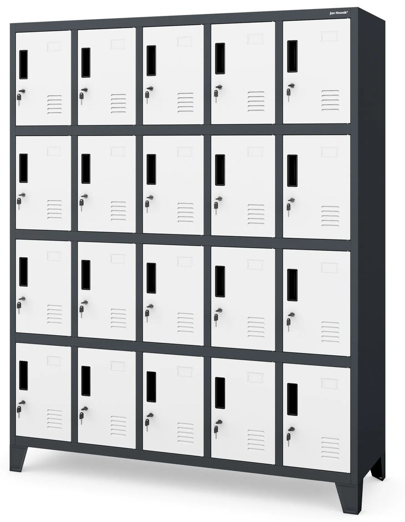 Rekeszes szekrény ROBERT, 1360 x 1720 x 450 mm, antracit-fehér