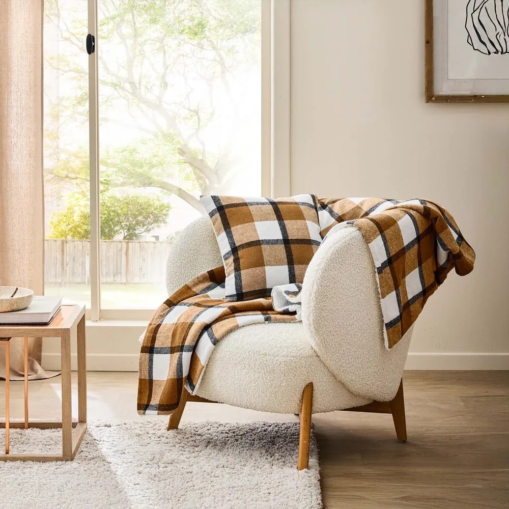 Barna sherpa takaró 125x150 cm Ecossais – douceur d'intérieur